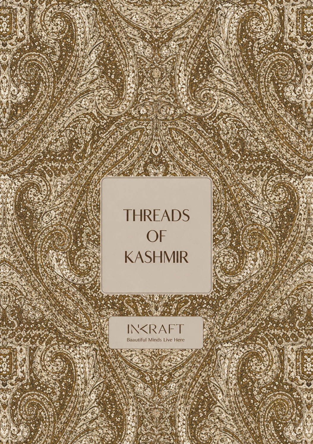 Ornate design with text 'Threads of Kashmir'